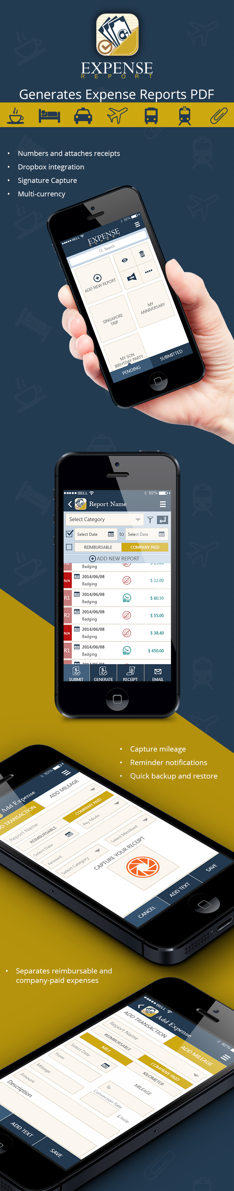 mobile app design screen UI ux expense manager report