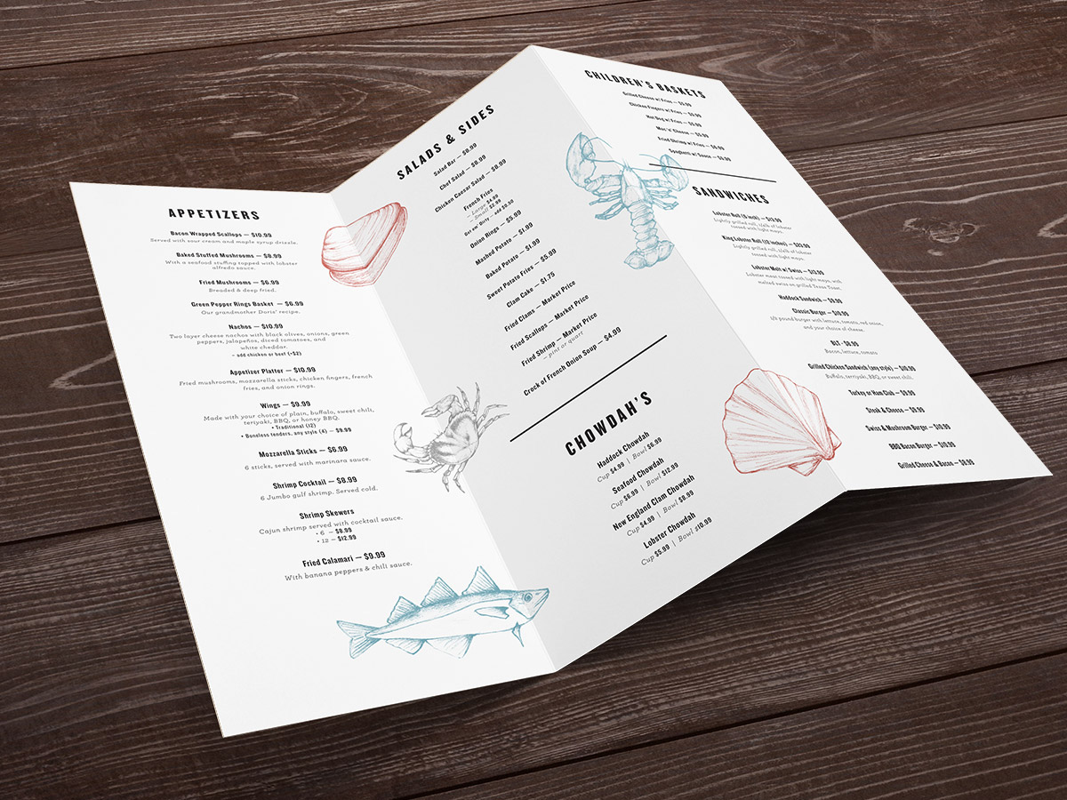 seafood Food  restaurant lobster crab Maine menu design identity print logo type Handlettering Tavern bar Logo Design