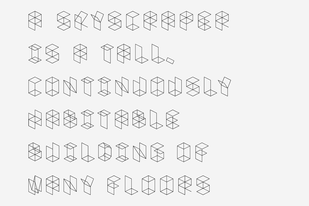 type alphabet Isometric 3D Typeface Display experimental