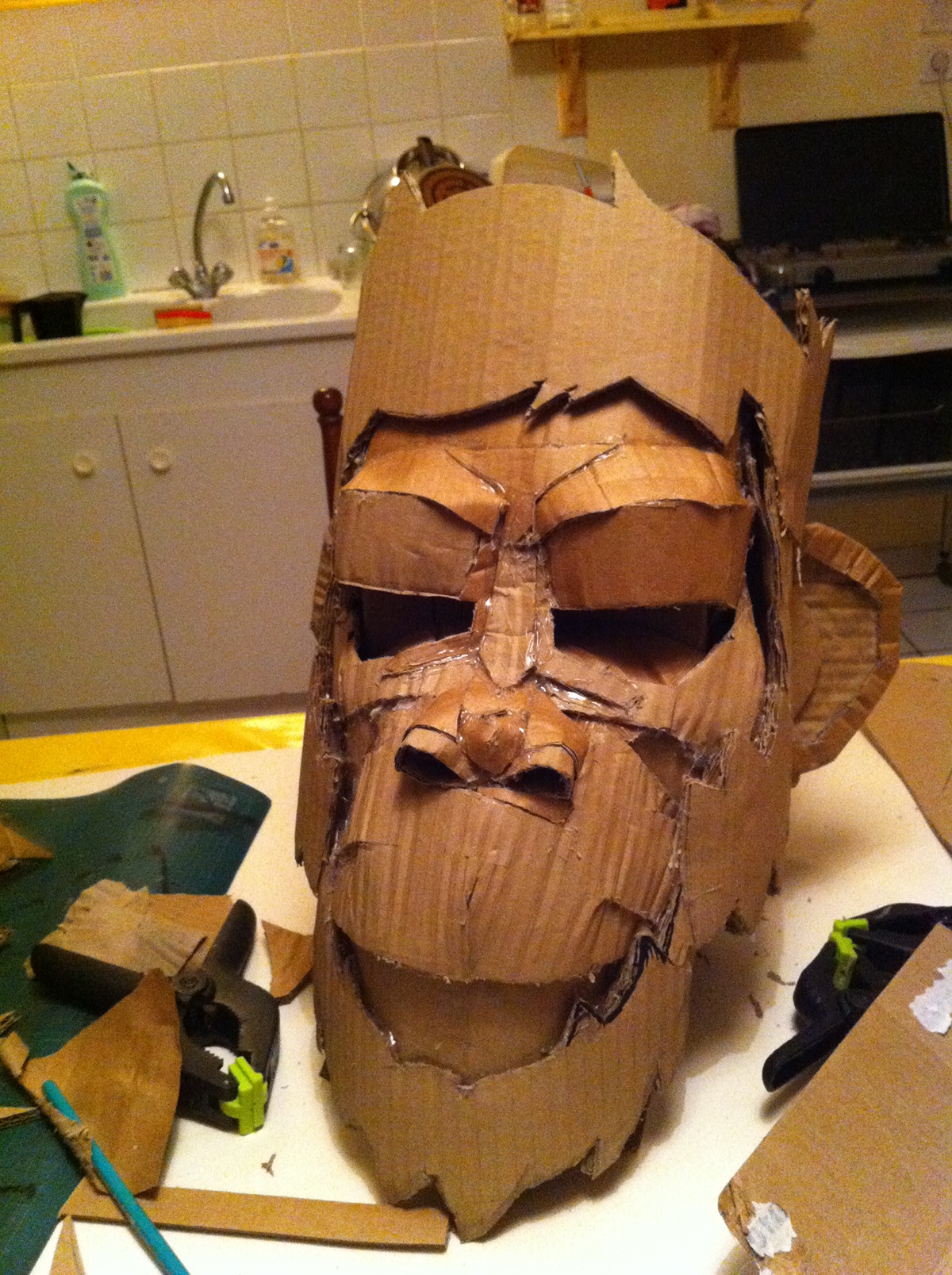 Costume Design  crafts   craft Street Art  cardboard mask mnk mnk crew monkey banana statue carton