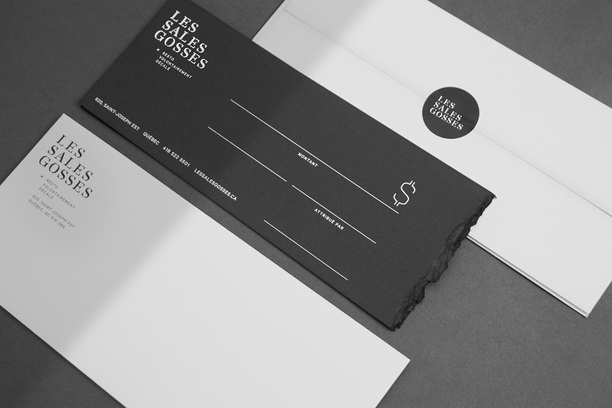 Les sales gosses restaurant Image de marque menu Business Cards black and white black White noir blanc Jeremy Hall figure