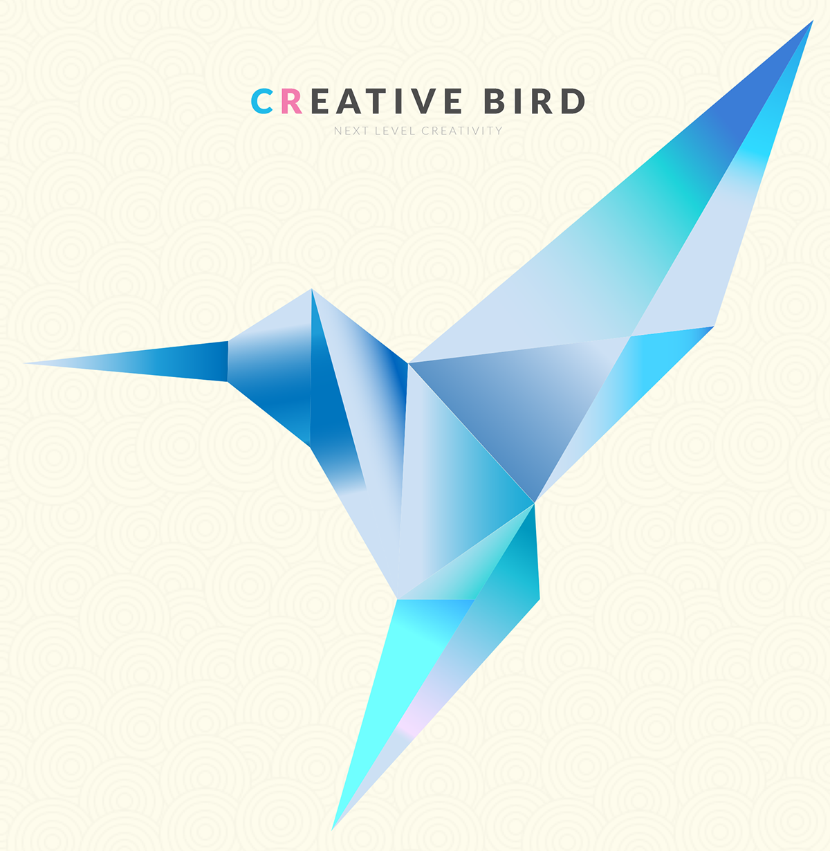 geometric logo gradient Beautiful blue bird hummingbird creative simple modern