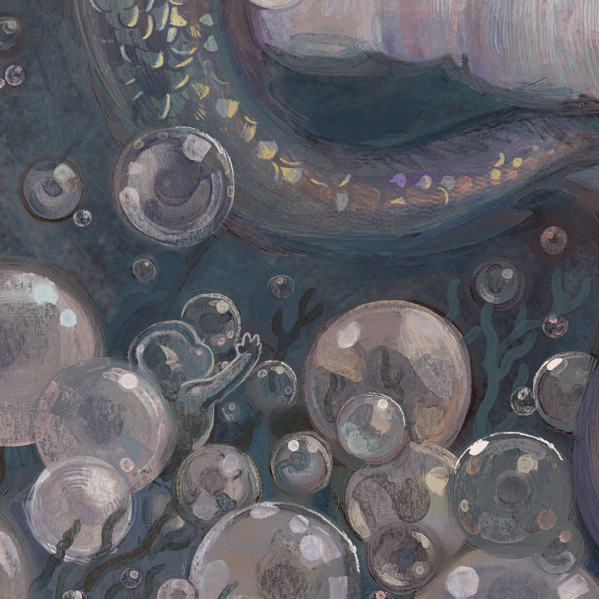 ILLUSTRATION  Isolation mermaid oyster pearl sirene venus
