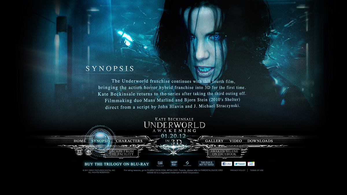 Adobe Portfolio underworld selene kate beckinsale Website design 3D Werewolf vampire Universal Pictures