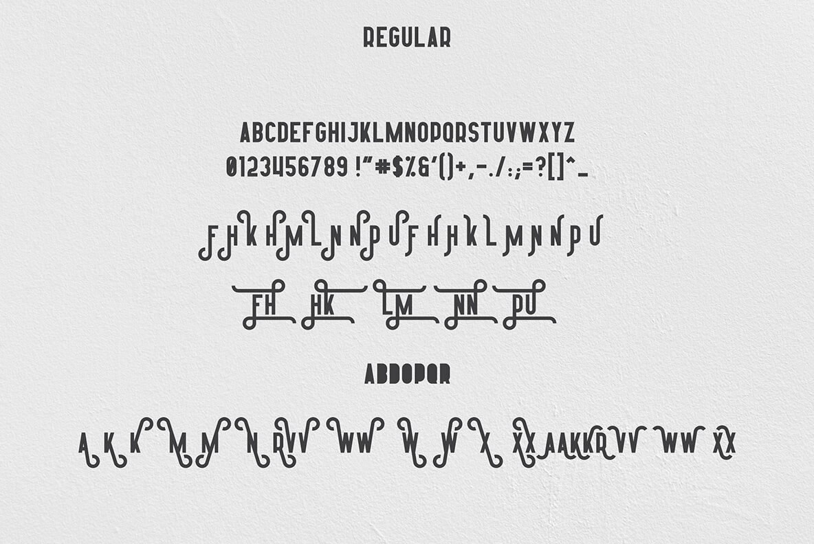 font type regular outline textured glyphs multilingual bold vintage