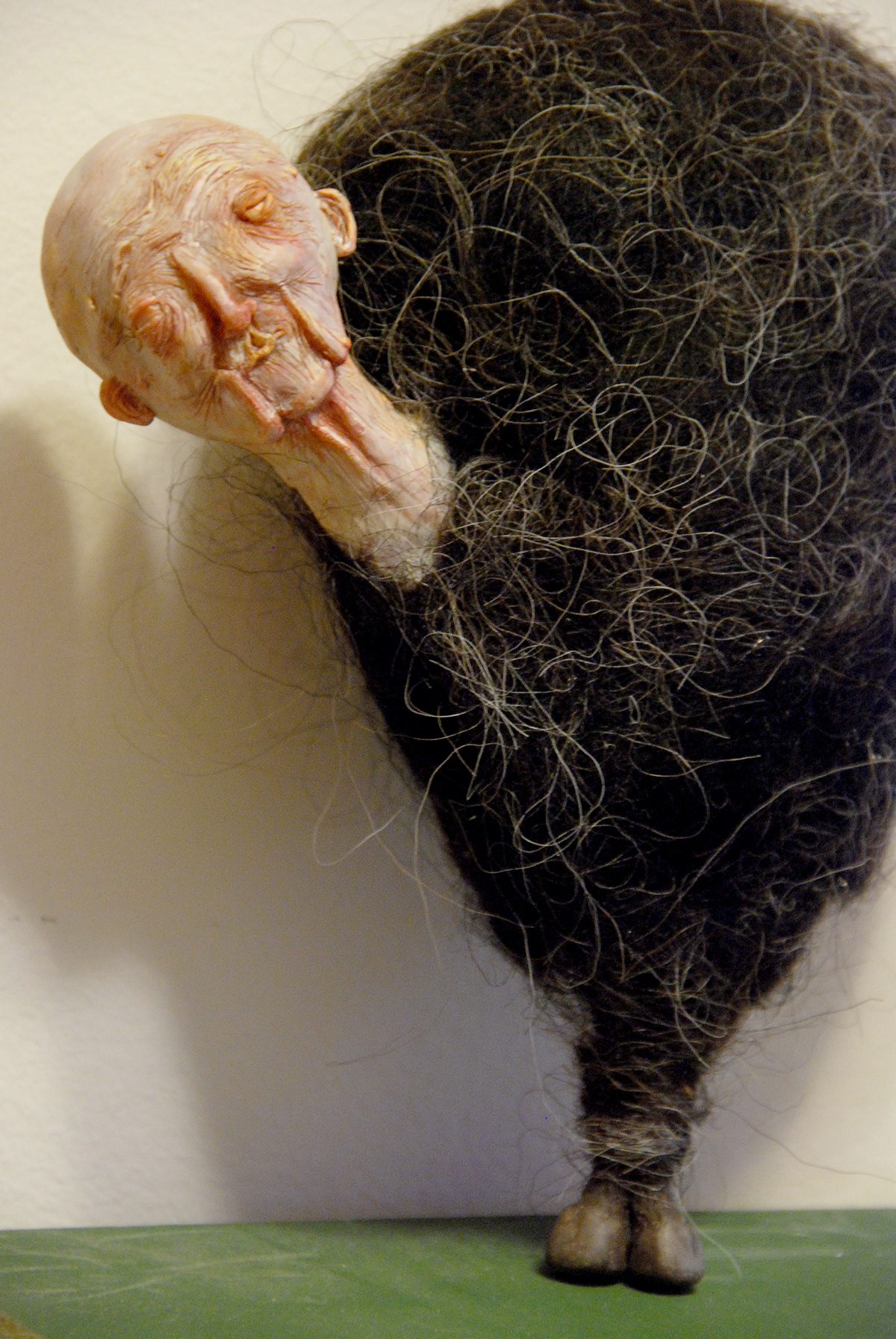 sculpture sculpey polymer clay wool old man Wrinkles hair