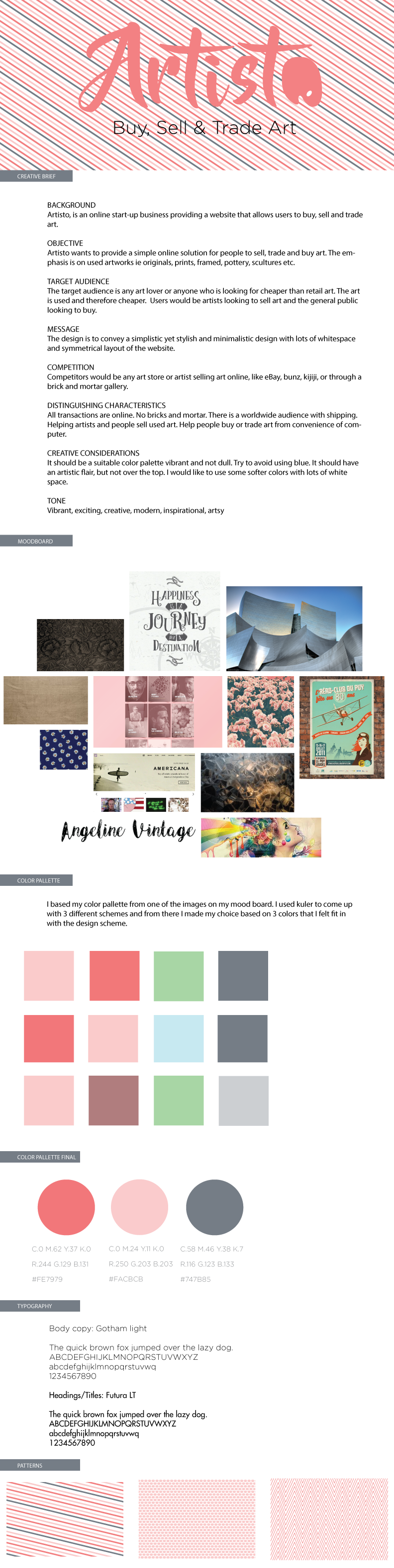 Adobe Portfolio creative brief branding  logo color palette mood board
