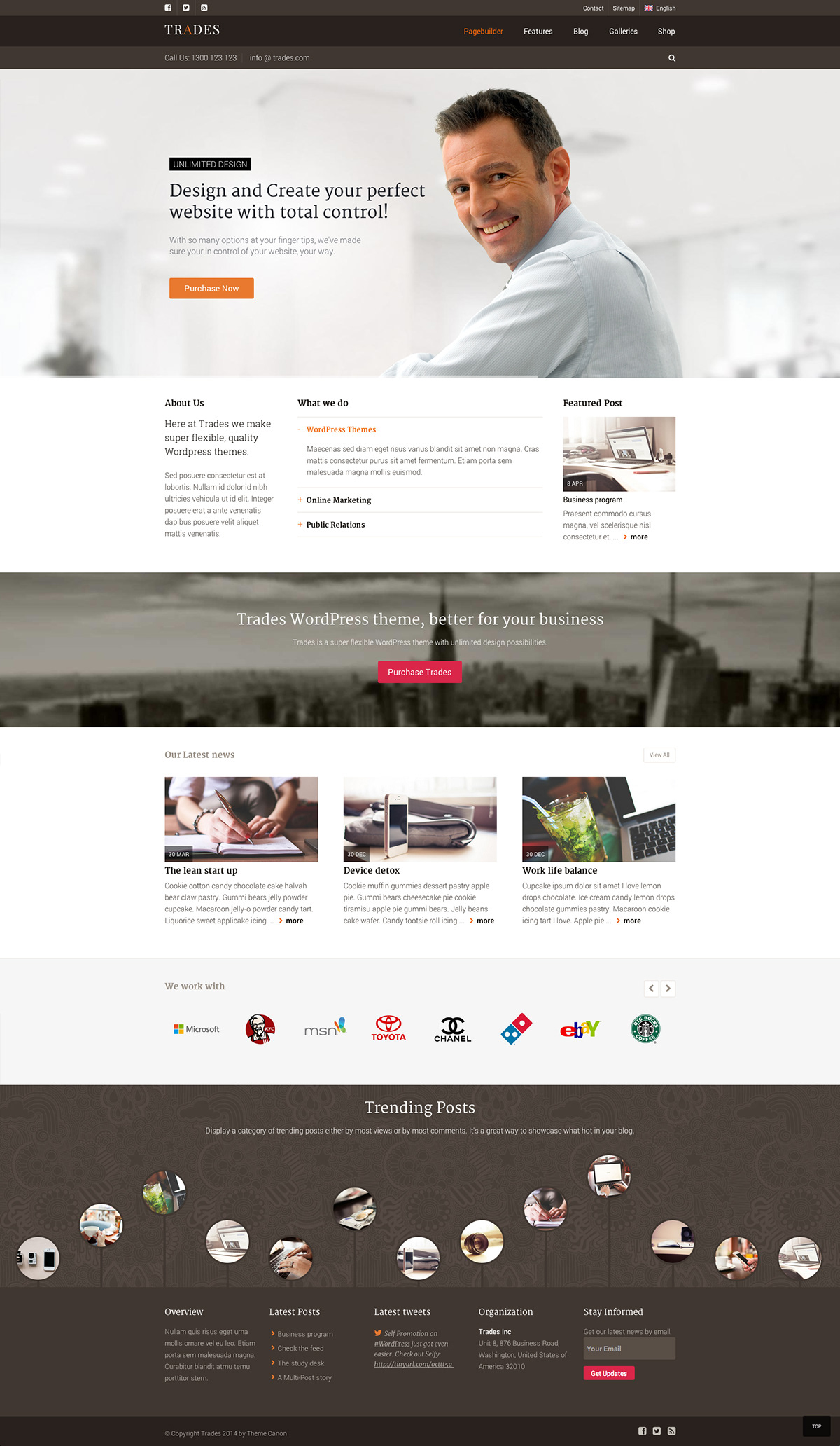 bussiness wordpress Theme corporate flexible design template Website Client