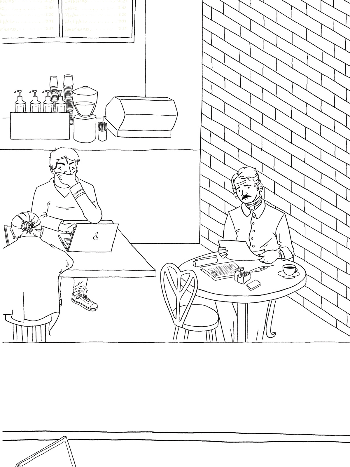 ILLUSTRATION  digital painting Cartooning  photoshop green Coffee coffee shop starbucks Drawing 
