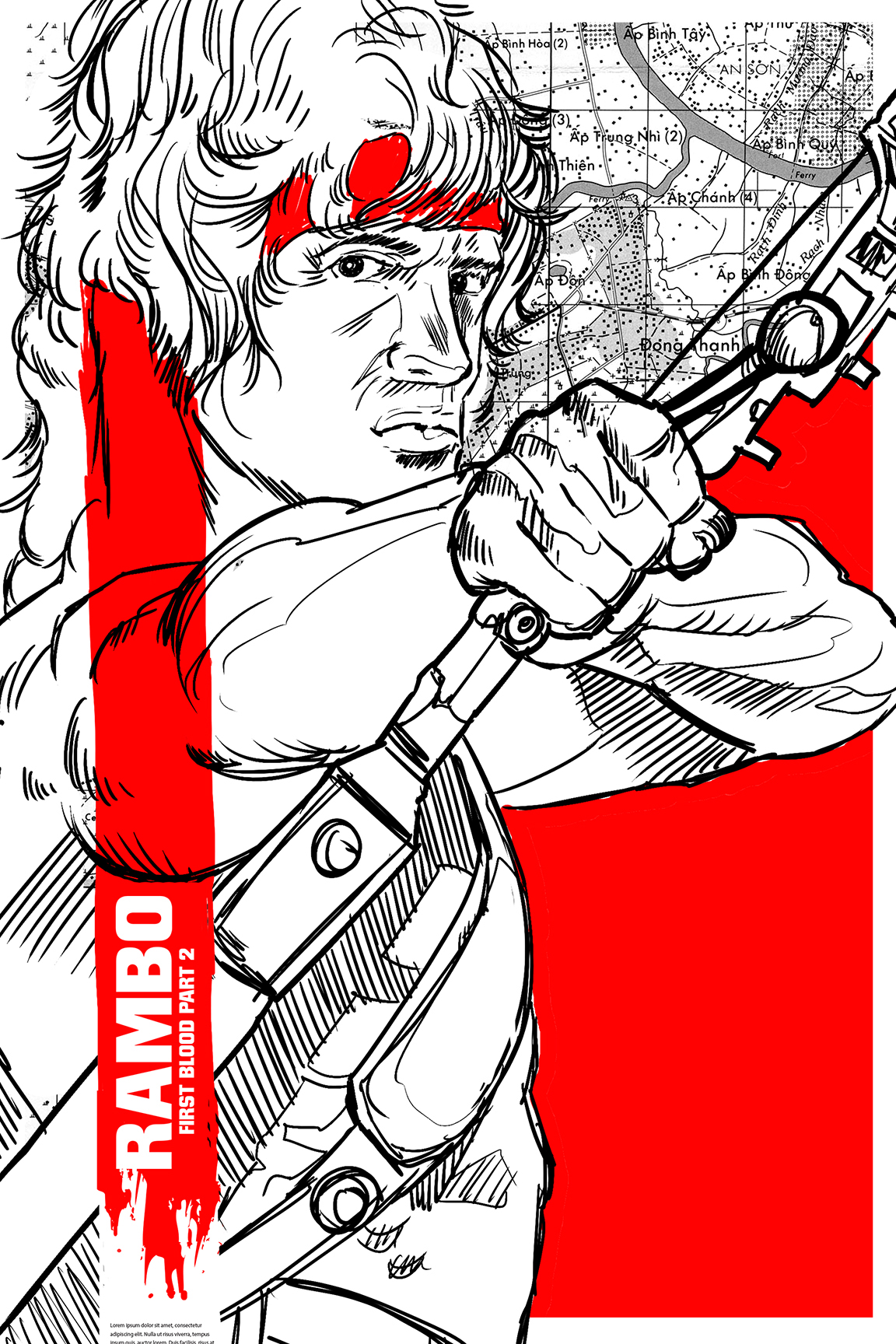 poster Screen-print Rambo First Blood licensed serigraph silkscreen Movies action Stallone