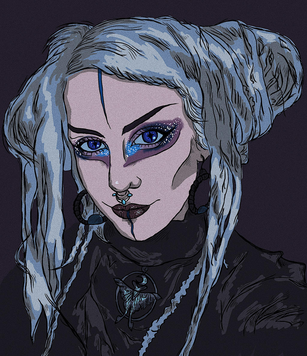 dark digital digital illustration fantasy gothic makeup moth portrait