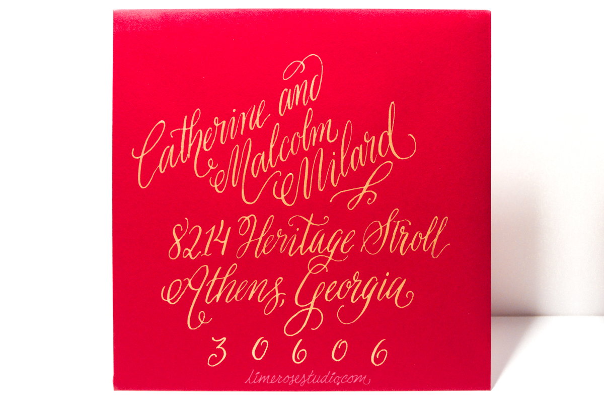 Stationery wedding ink gouache envelope addressing