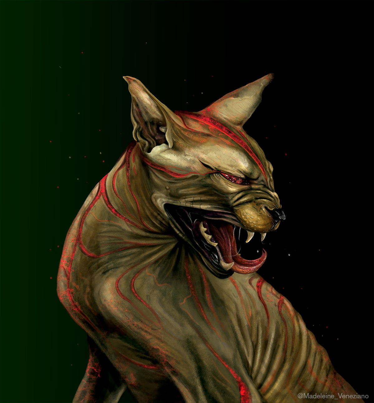 demon cat cat illustration hairless cat demon illustration digital illustration Digital Art  digital cat drawing Cat animal illustration Supernatural