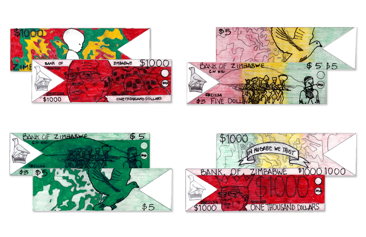 Zimbabwe currency design money design political culture critical Celebratory conceptual satirical