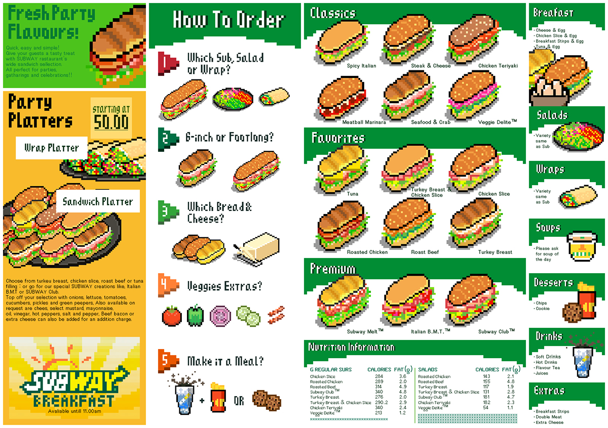 subway sandwich pixel pixelart menu joojaebum Andy Warhol Retro