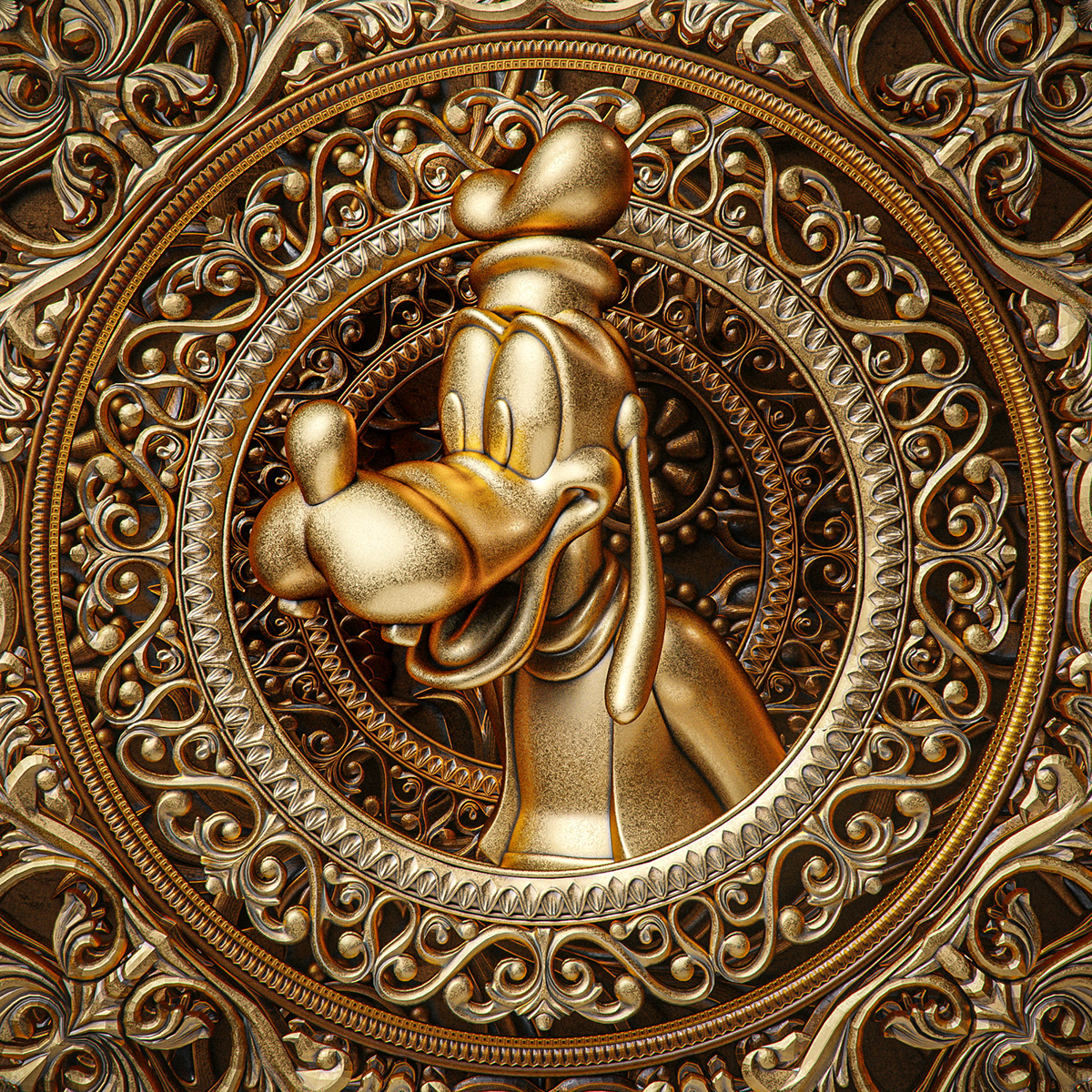 3D cartoon digital illustration elegant gold golden luxury Render stylized visualization