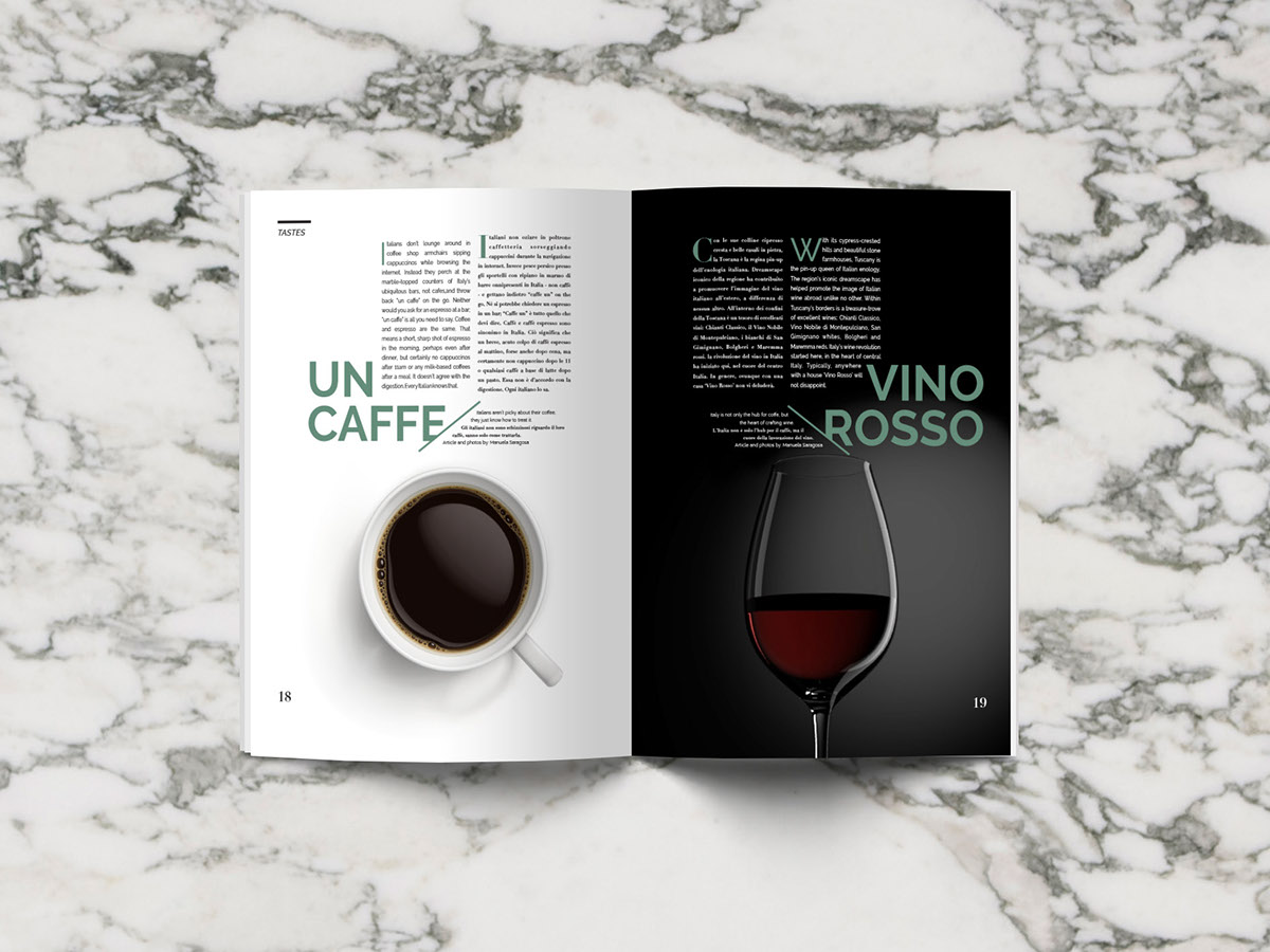 magazine Travel Italy coffe wine door