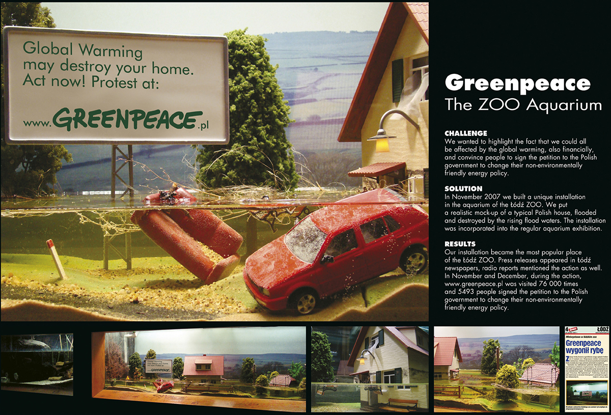 Greenpeace zoo aquarium global warming flood model mock up Advertising 
