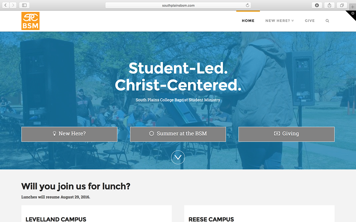 Adobe Portfolio South Plains College SPC levelland west texas Web Design  Ministry Baptist Student Ministry