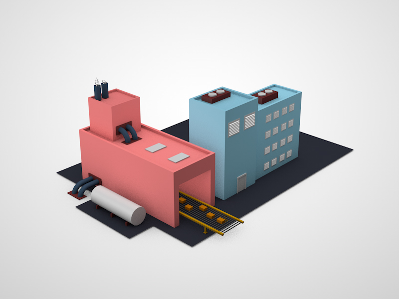 3D Low Poly factory