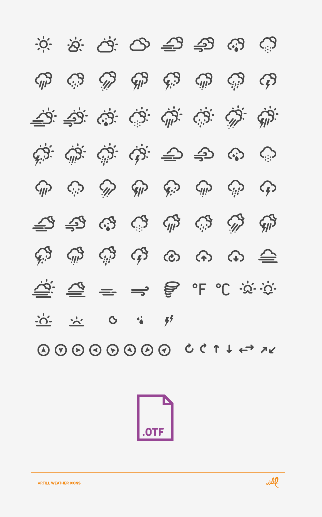 weather  Icons  free  download  claen  artill  font fonts.artill.de