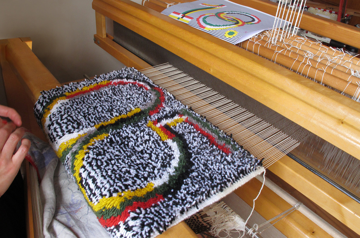 weaving Rug loom custom typography hand woven bauhaus