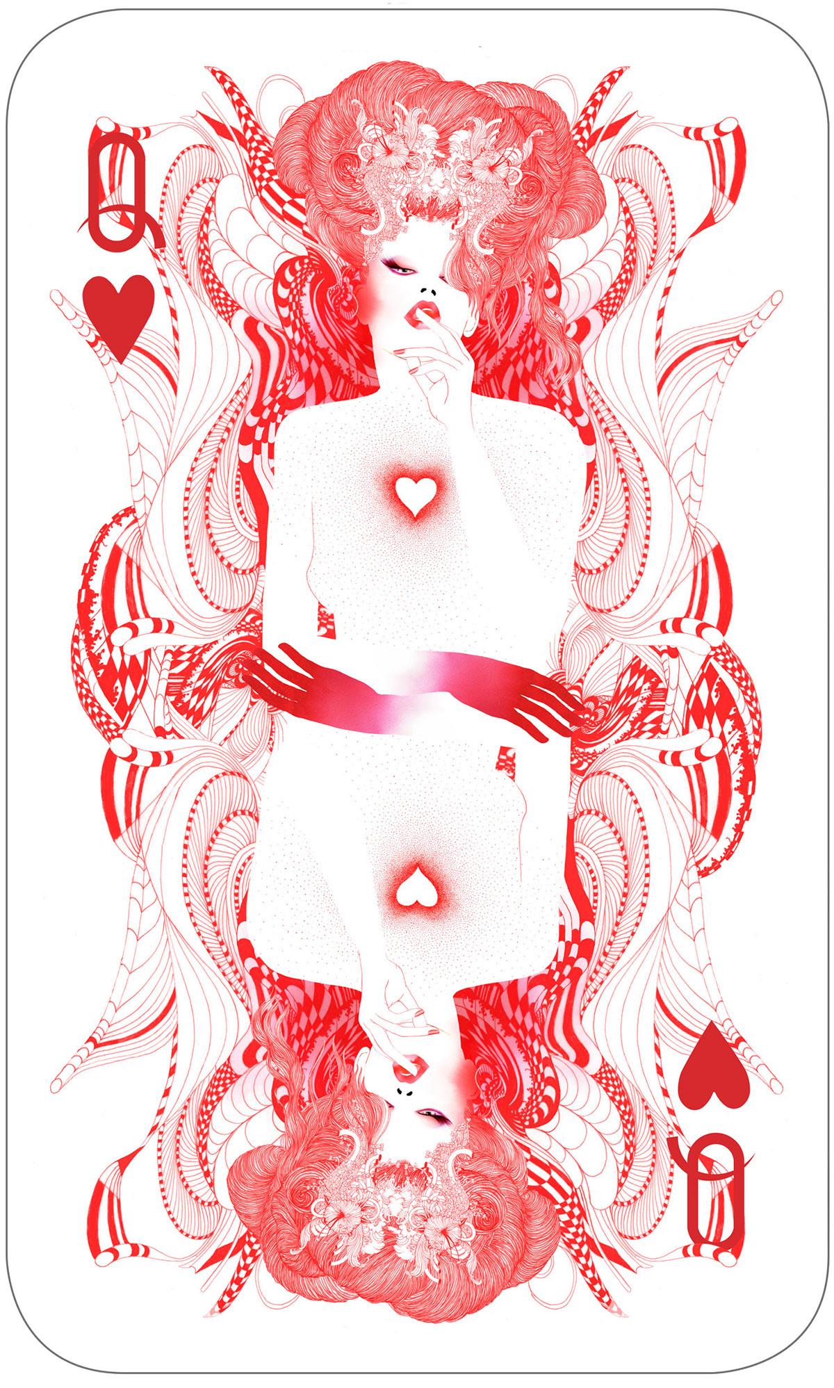 queen of hearts by Noumeda Carbone The Queen of spades Playing Cards illustration installation streeet art international artist amsterdam light festival 2015 oge group renowed illustrator Graphic Artist italian art