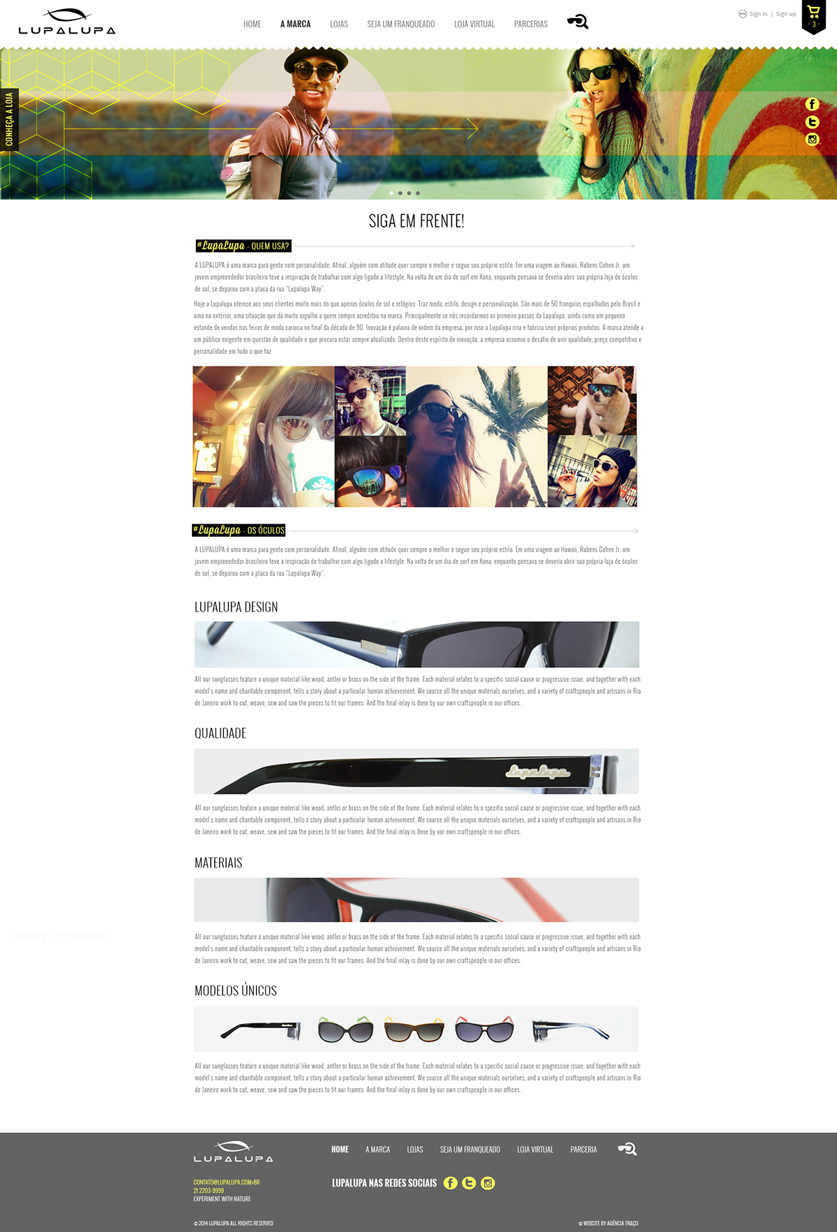 Website social media Redes Sociais Lupalupa Surf Sunglasses
