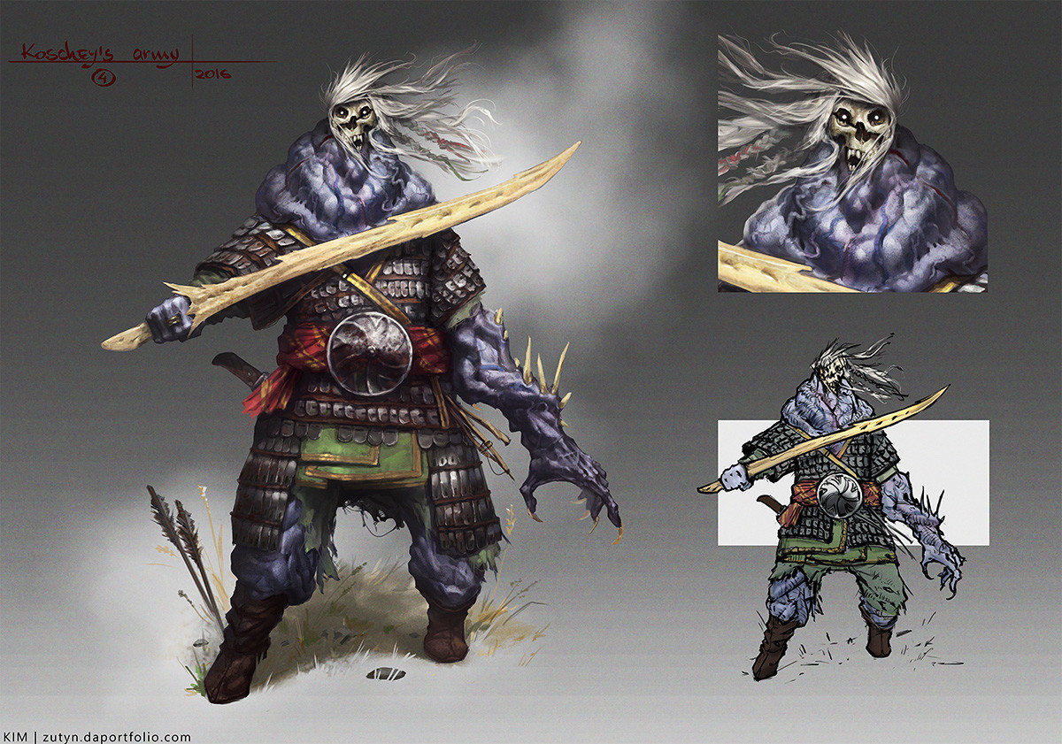 digital 2d characters folk monster pagan fable Slavic myth mythology warrior