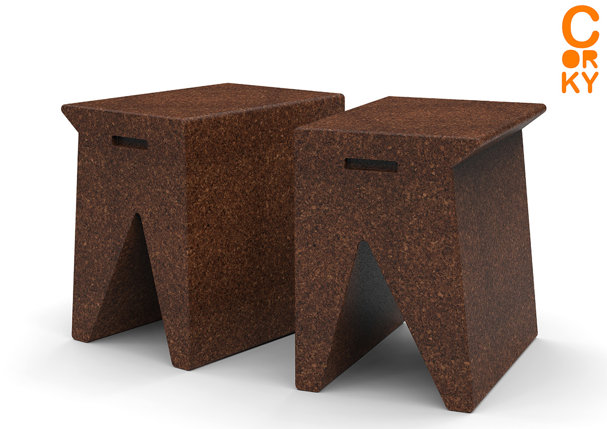 cork black cork furniture stool design