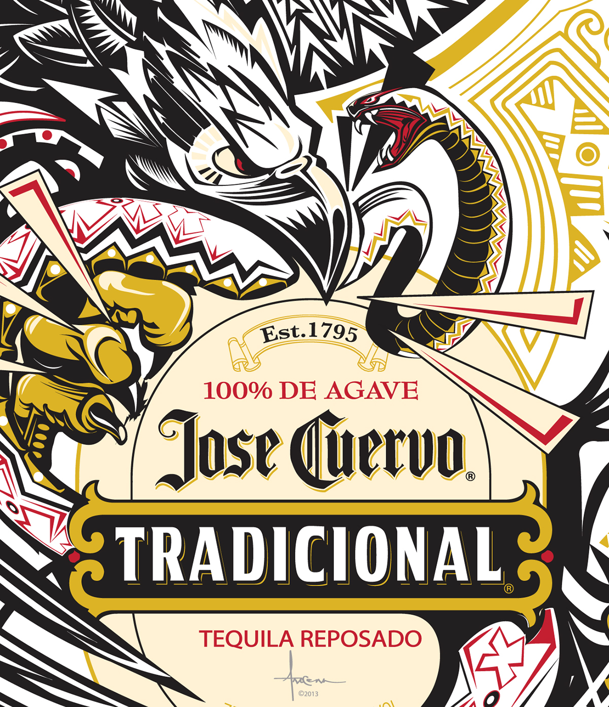 jose cuervo Tradicional bottle wrap vector orlando arocena blanco resposado Tequila eagle snake grito mexico Mexicano pantone