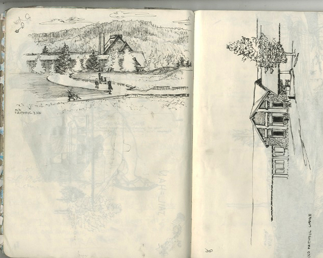  yellowstone log cabin house outdoors camp watercolor car sketch pen city book detroit
