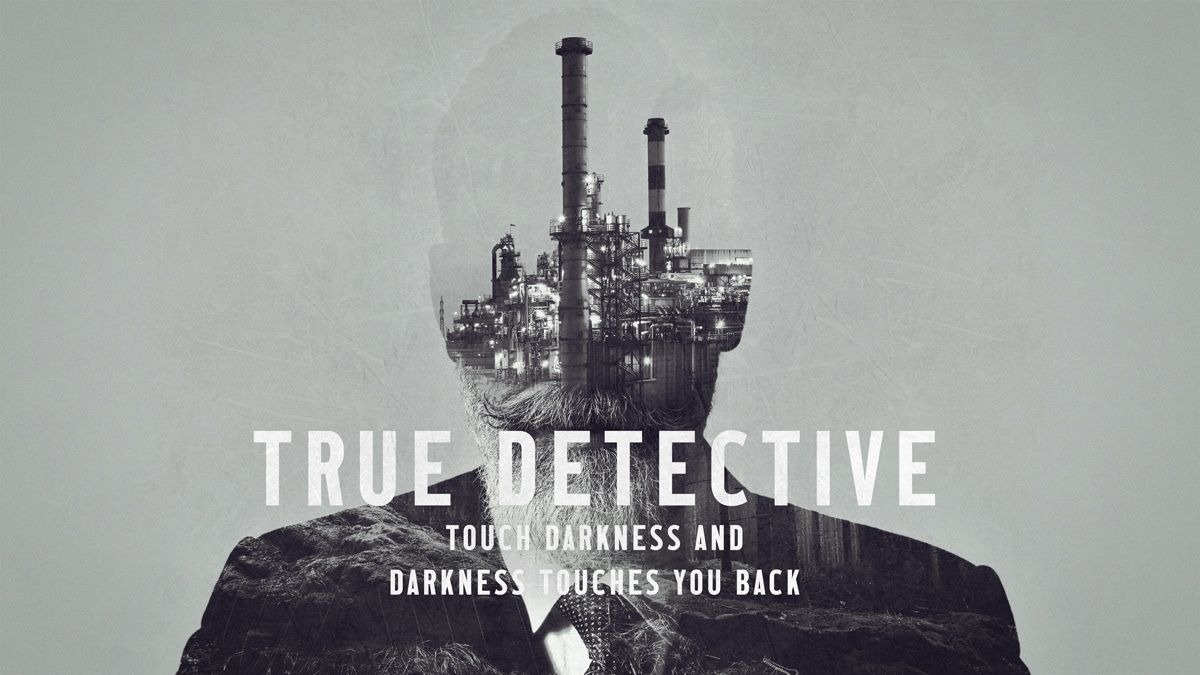double exposure movie Serie True Detective  Photo Montage man suit Nature factory