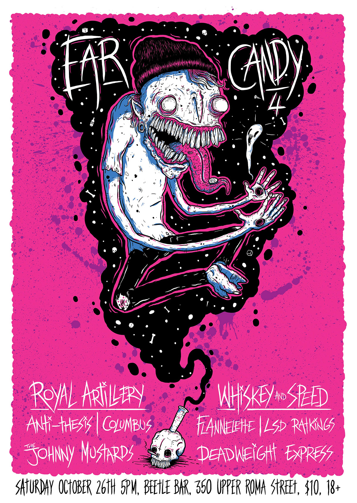 monster skull gig poster bands ghost lion