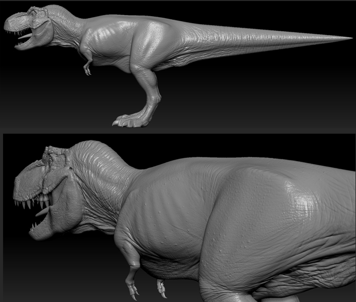 t-rex 3D model Dinosaur tyranosaurus CG art Zbrush 3ds max rigged