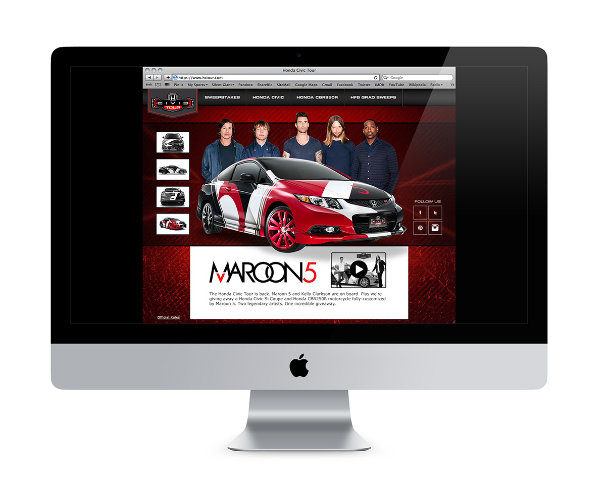 microsite Honda Civic CBR25OR red and black maroon 5