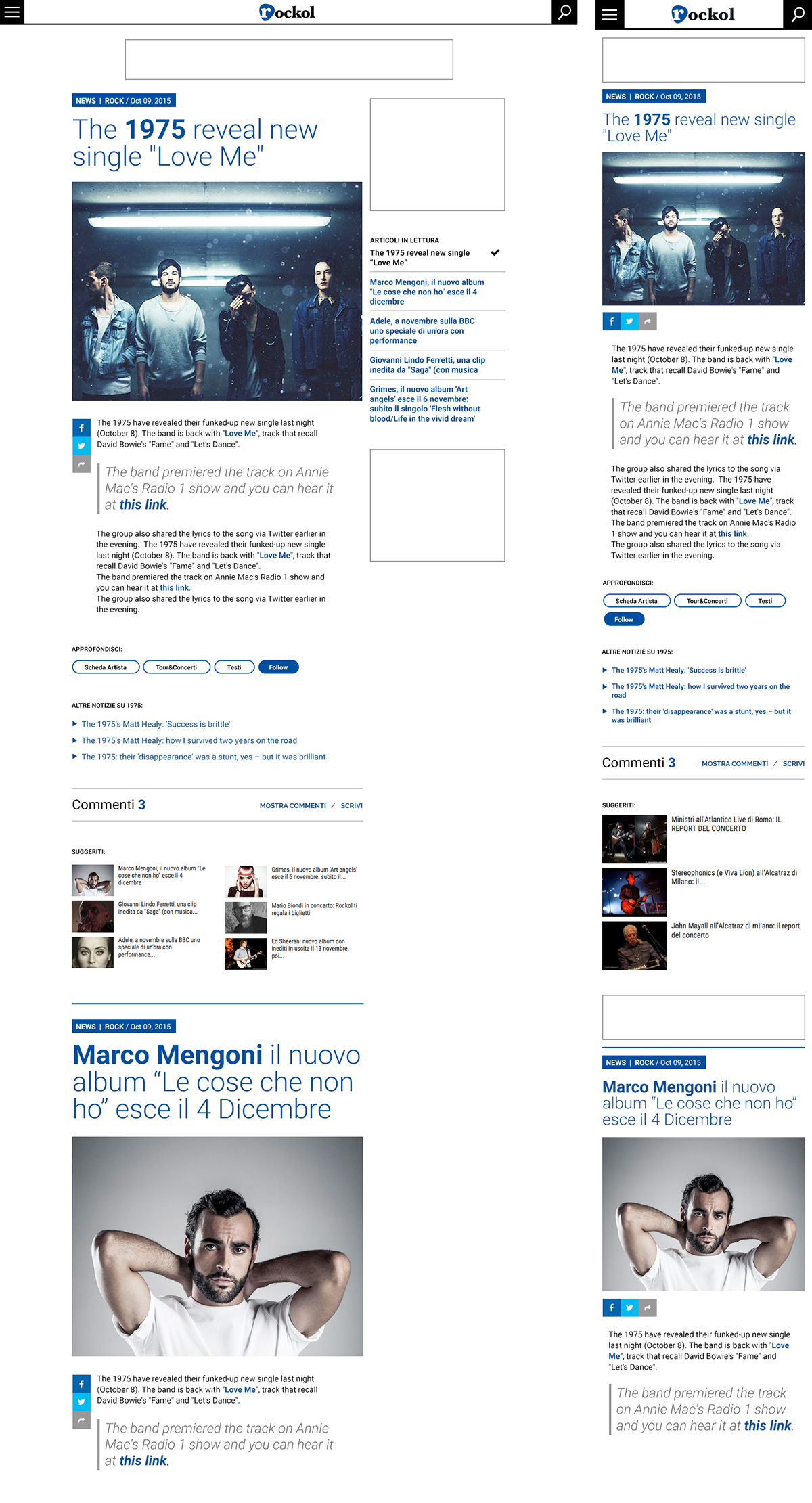 Music magazine Website rock news test Performance reading list Scrolling Responsive