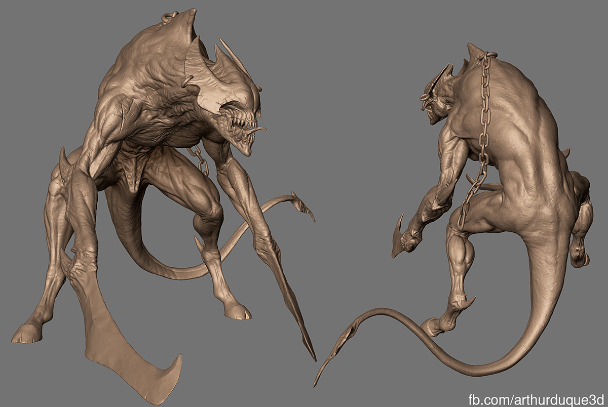 creature demon soldier monster Blade Sculpt Action Figure 3d print