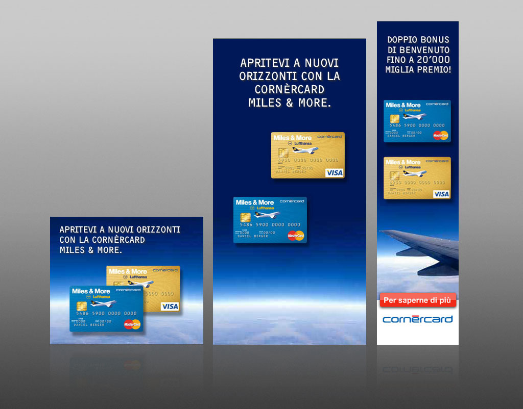 landing pages banner banner campaign cornercard Cornèr Bank banking finance credit card Switzerland
