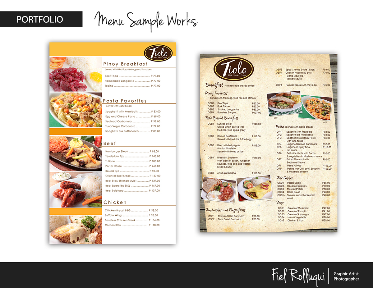 menu Layout graphics branding  Collateral food photography