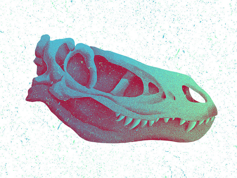 dinosaurs gradient skull bones psychedelic ILLUSTRATION  t-rex tyrannosaurus rex velociraptor triceratops