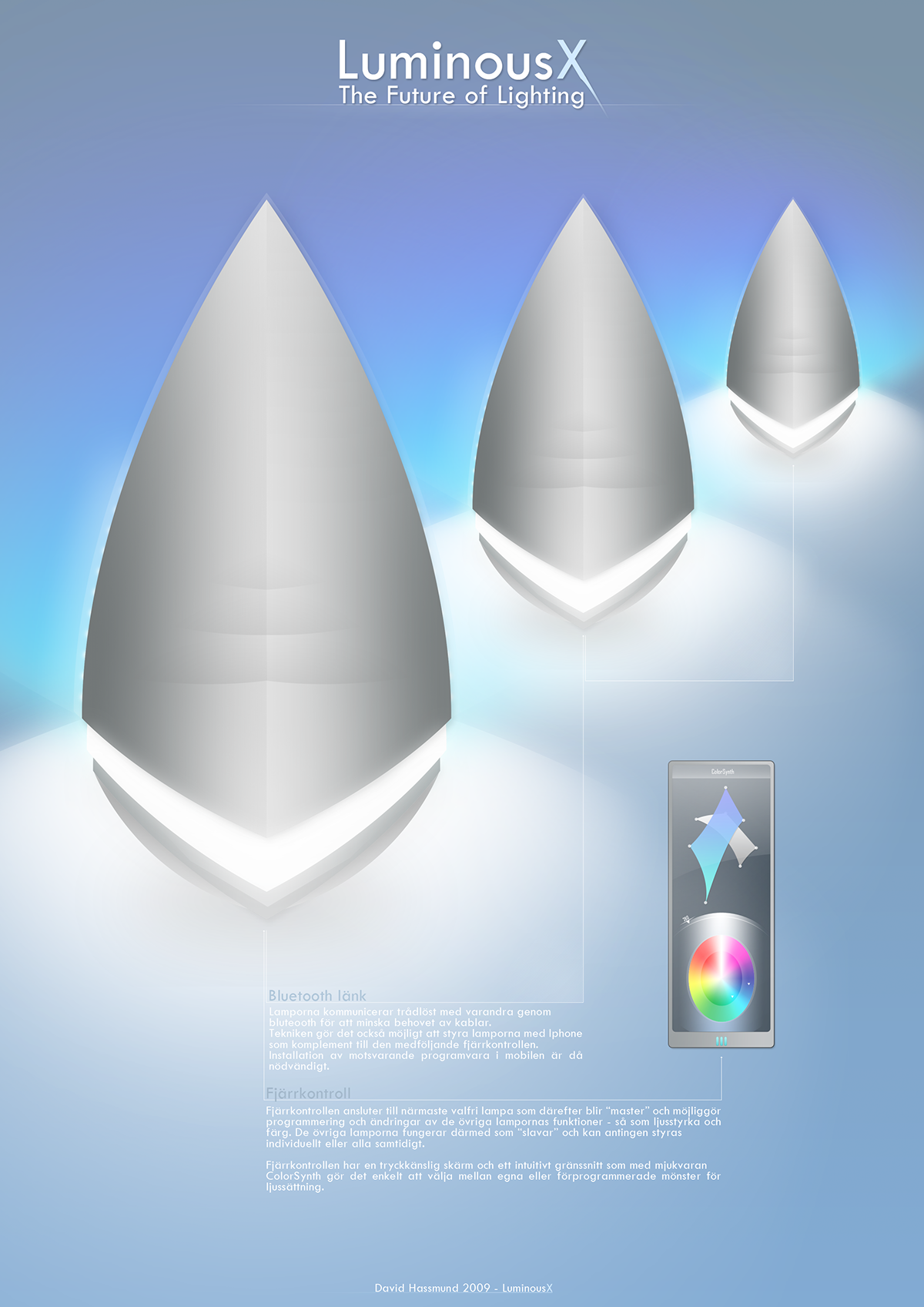 wall lamp luminous X lamp concept color lamp phillips living colors David Hassmund colors LED-lamp wireless