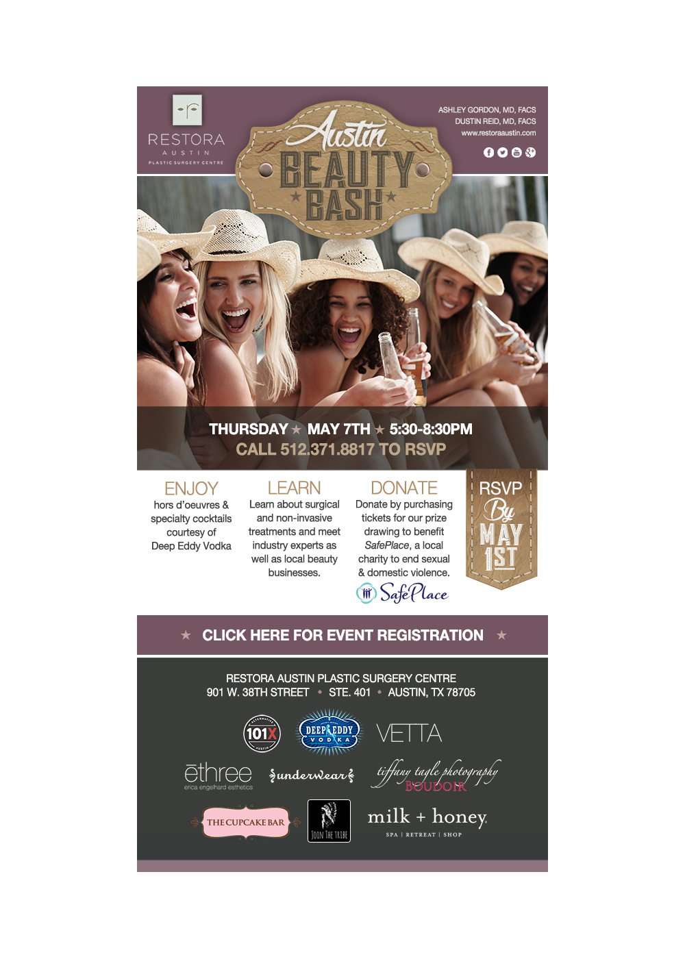 event promotion plastic surgery event marketing Eblasts poster logos