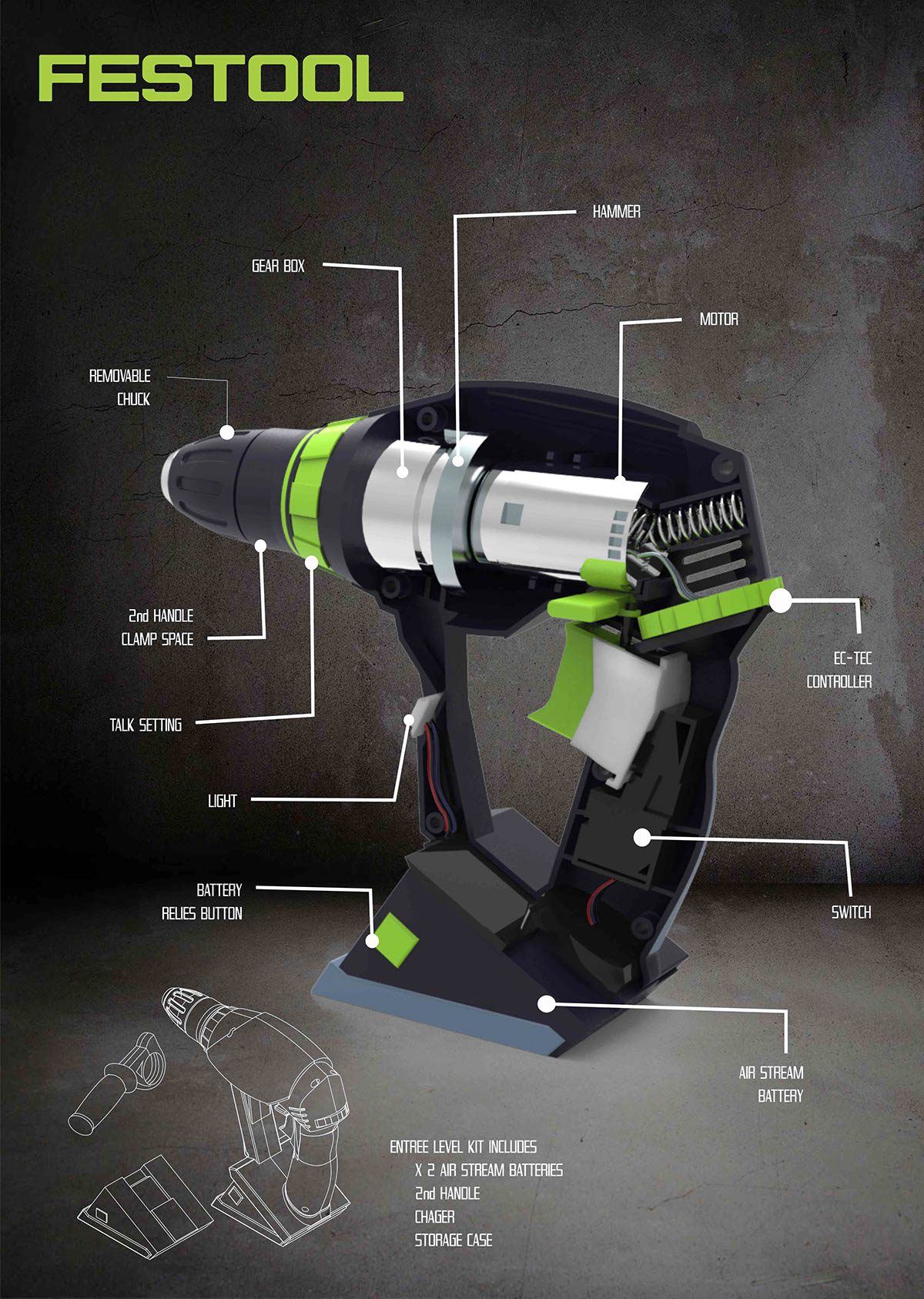 industrial design  product design  power tool drill
