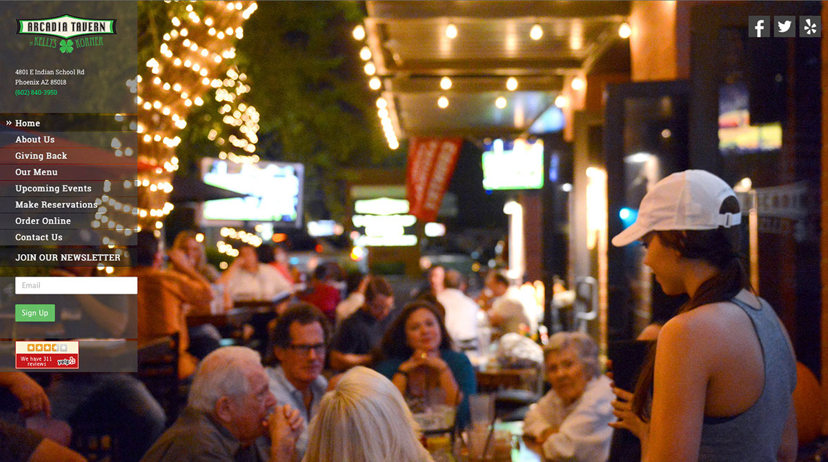 wordpress restaurant bar Sports Bar Responsive sleek sophisticated Phoenix arizona