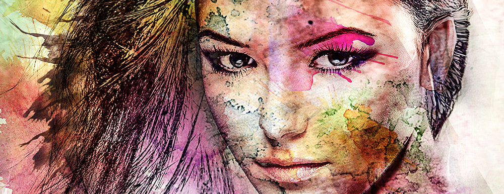 watercolor paint portrait girl dimension splash colors Cores Garota