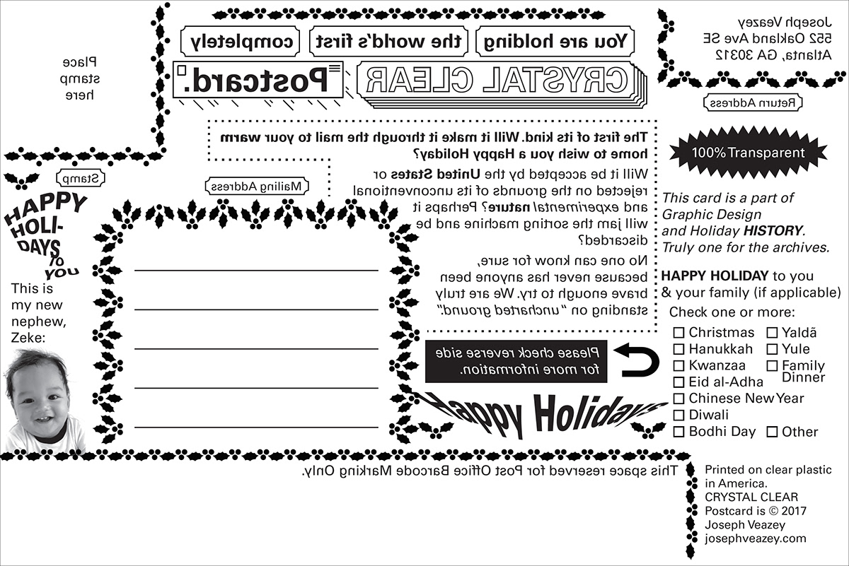 postcard Holiday holiday card christmas card creative funny weird black and white clear transparent