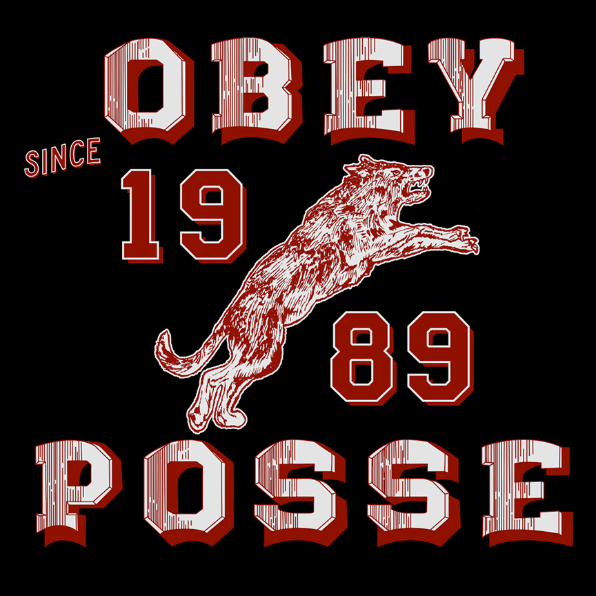 OBEY OBEY POSSE HAND LETTERING wolf vintage varsity Rob Howell