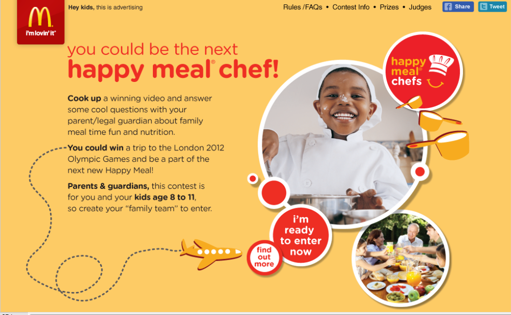 mcdonald's Web contest game Website kids Food  restaurant