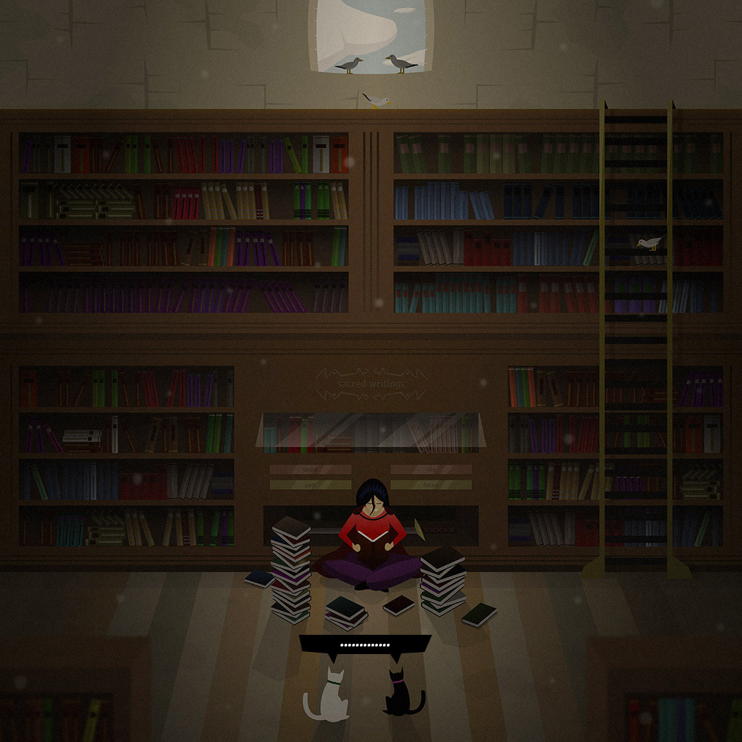 loss ILLUSTRATION  Illustrator books library cats darkness girl storytelling   comic